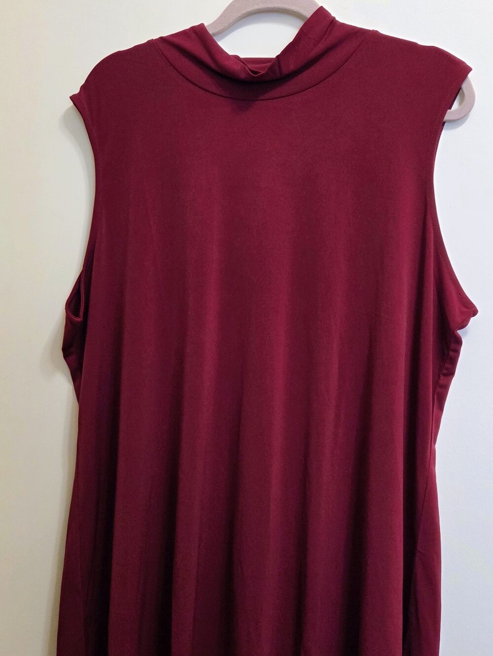 Susan Graver Modern Essentials Red Liquid Knit Mock Neck Top